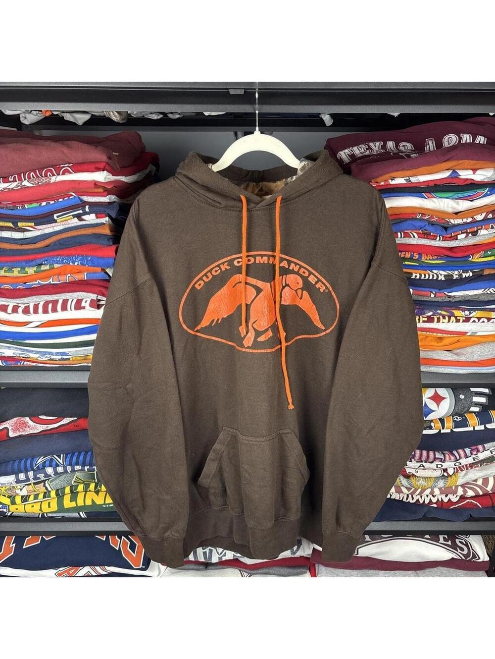 Duck Commander Pullover Hoodie Brown Orange Logo Duck Dynasty Xl